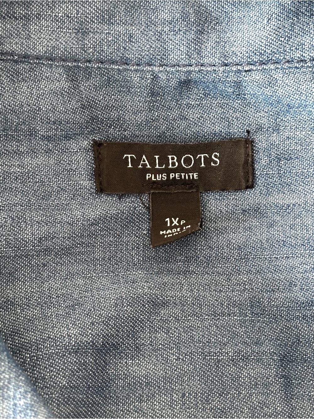 Talbots Embellished Collar Denim Button Front Shirt Size 1XP - Picture 4 of 5